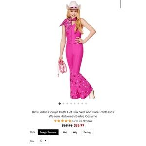Girls Barbie Cowgirl Costume